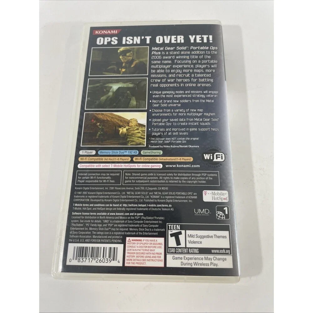 Metal Gear Solid: Portable Ops Plus (Sony PSP, 2007) Case & Manual Only No Game